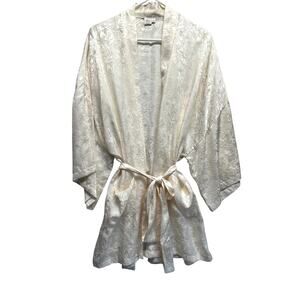 Treesha 100% Silk Kimono Robe Jacket One Size Ivory